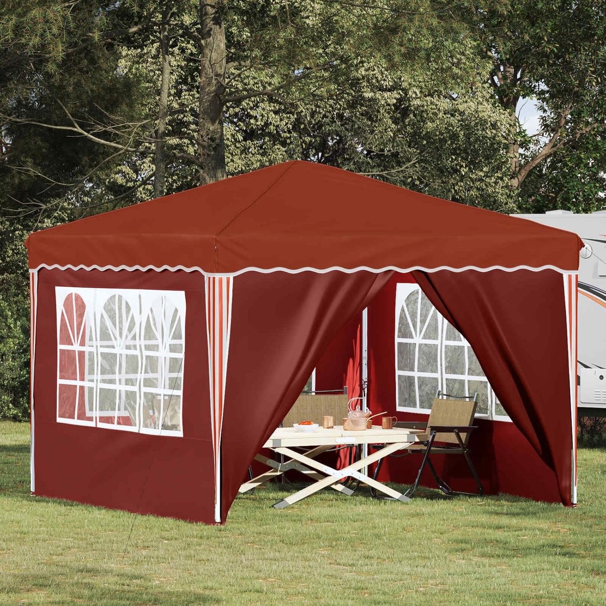 Pop-up partytent - Ontvangstent paviljoen - Buitenfeesten organiseren - Waterdicht Oxford doek - 288 x 288 cm - Terracotta