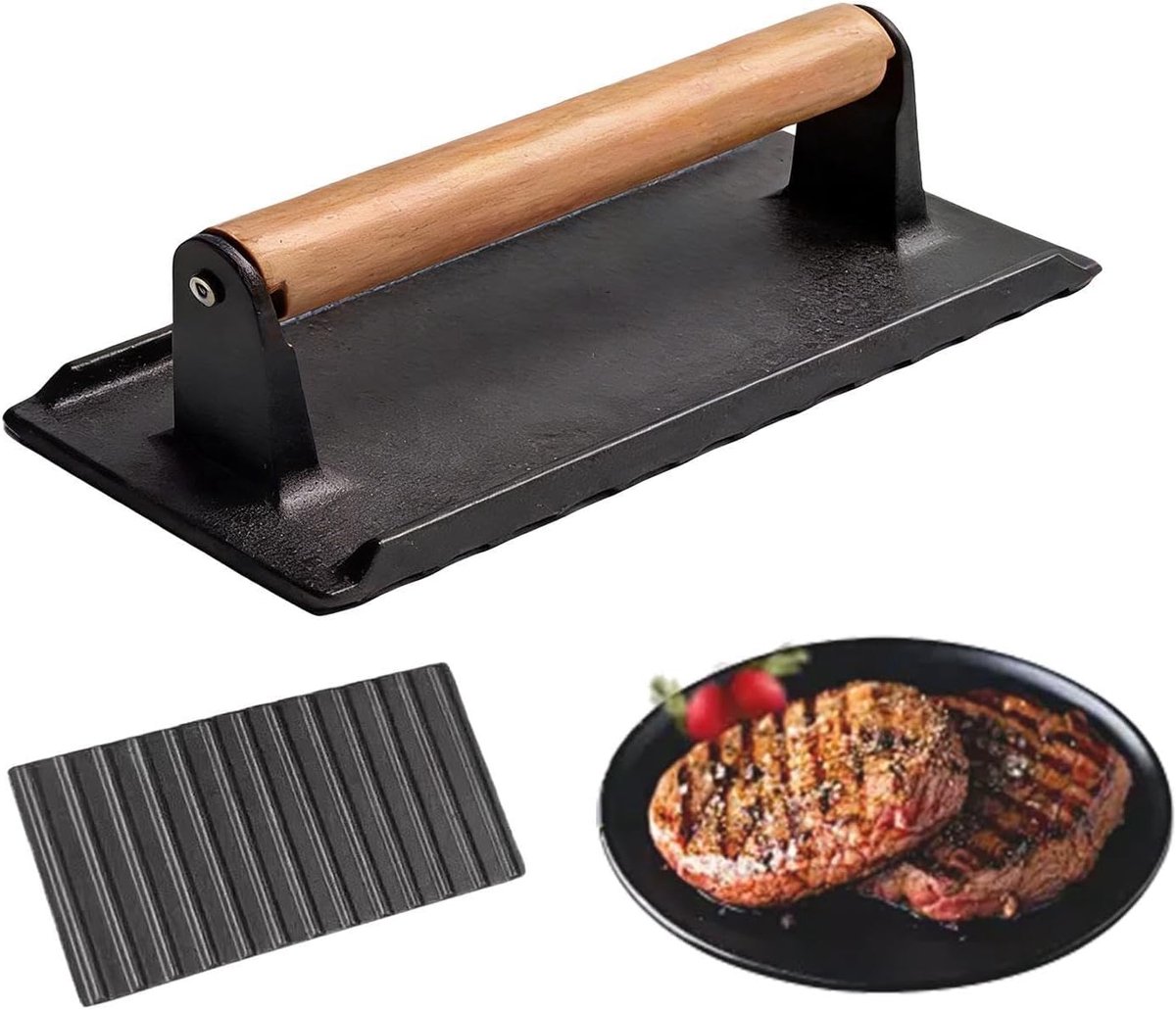 Burgerpers - Steakpers - Hamburgers Maken - Gelijkmatige Warmte - 16 x 8 cm - Zwart