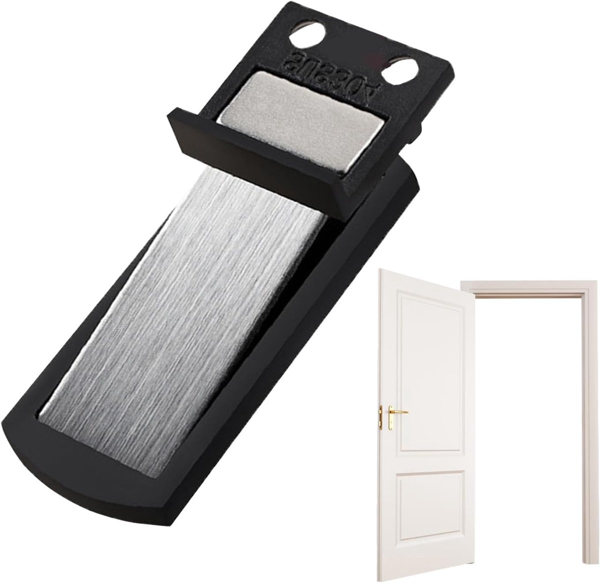 Magneet deurstopper - Deurhouder - Deuren stil houden - Ultradun roestvrij staal - 6.8 cm breed - Zwart