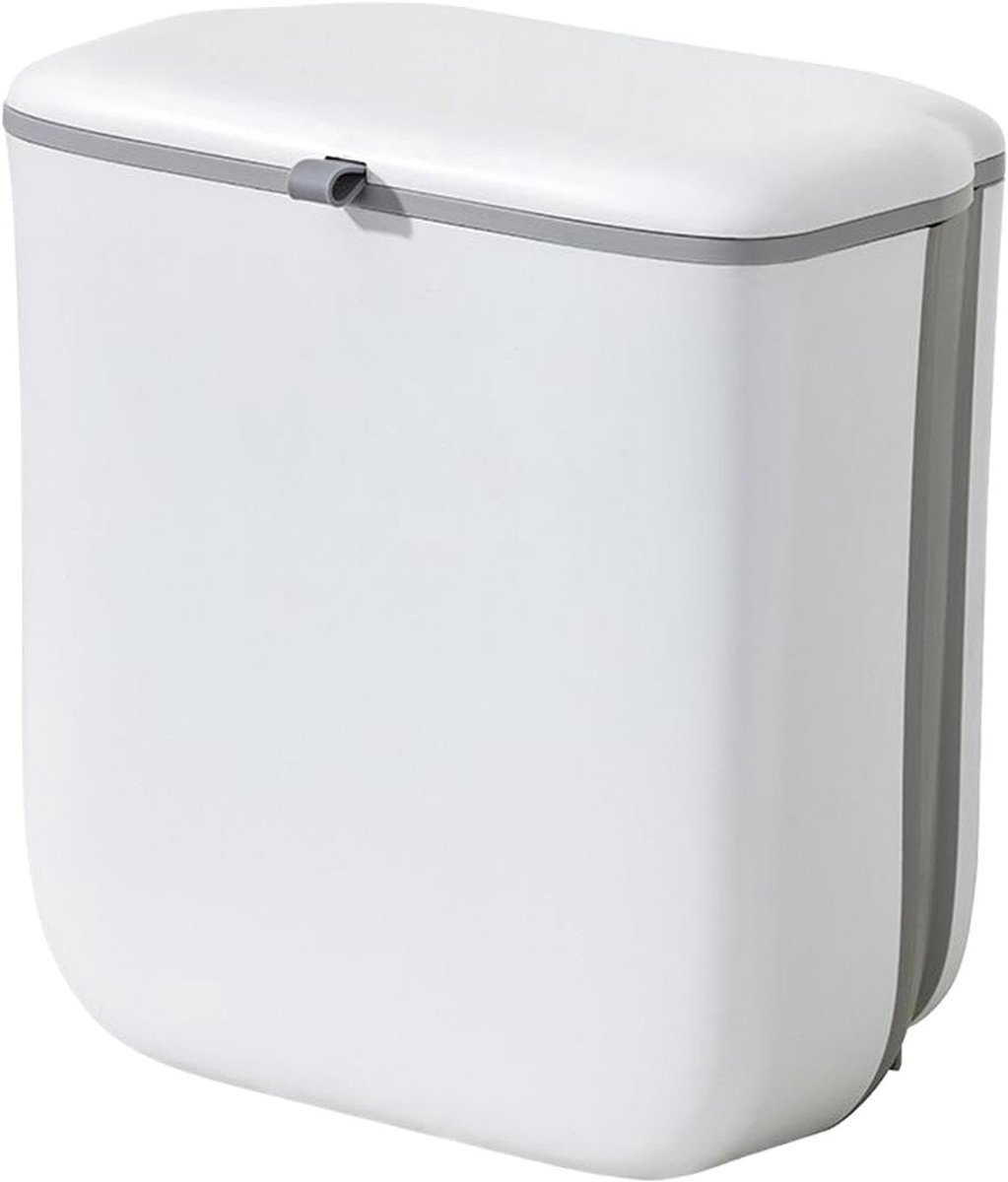 Opvouwbare compostbak - Afvalcontainer deksel - Ruimtebesparend opbergen - Compact opvouwbaar ontwerp - 264 gallon - Wit
