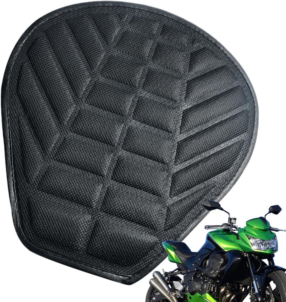 Fietszitje Comfortkussen - Motorfietskussen - Comfortabel Rijden - Ademend en Ventilerend - 37x35cm - Zwart