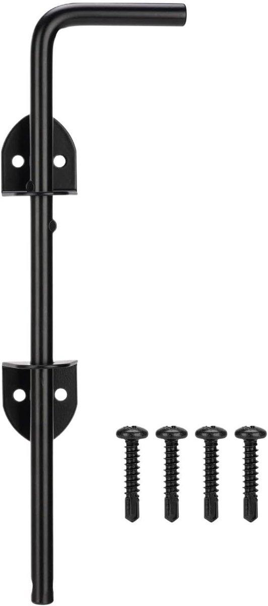 Deurgrendel - Deurstopper Bout - Buitendeuren Beveiligen - UV-bestendige Coating - 31 cm - Zwart