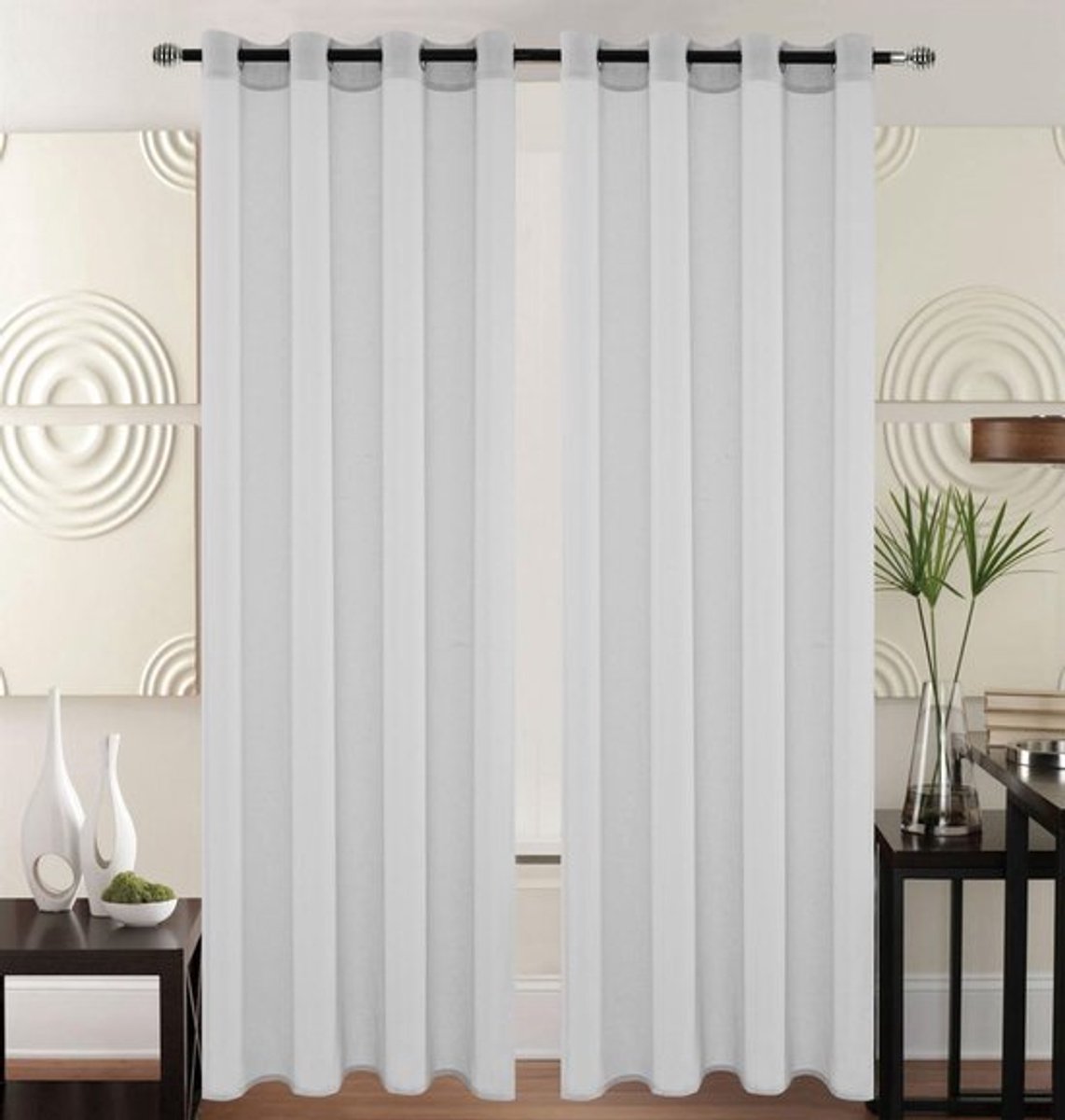 Kant en Klaar Vitrage Gordijn - Met Ringen - 140x240 cm - Licht Grijs