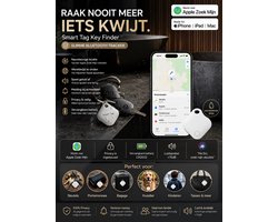 Smart GPS Tracker voor Apple Zoek Mijn – MFi Gecertificeerd – Bluetooth Tracker – Bluetooth Finder Tag - Air Locator - Sleutelzoeker - Bagage Tracker - Huisdier Tracker - Portemonnee - Kinderen - Auto - CR2032 - Wit
