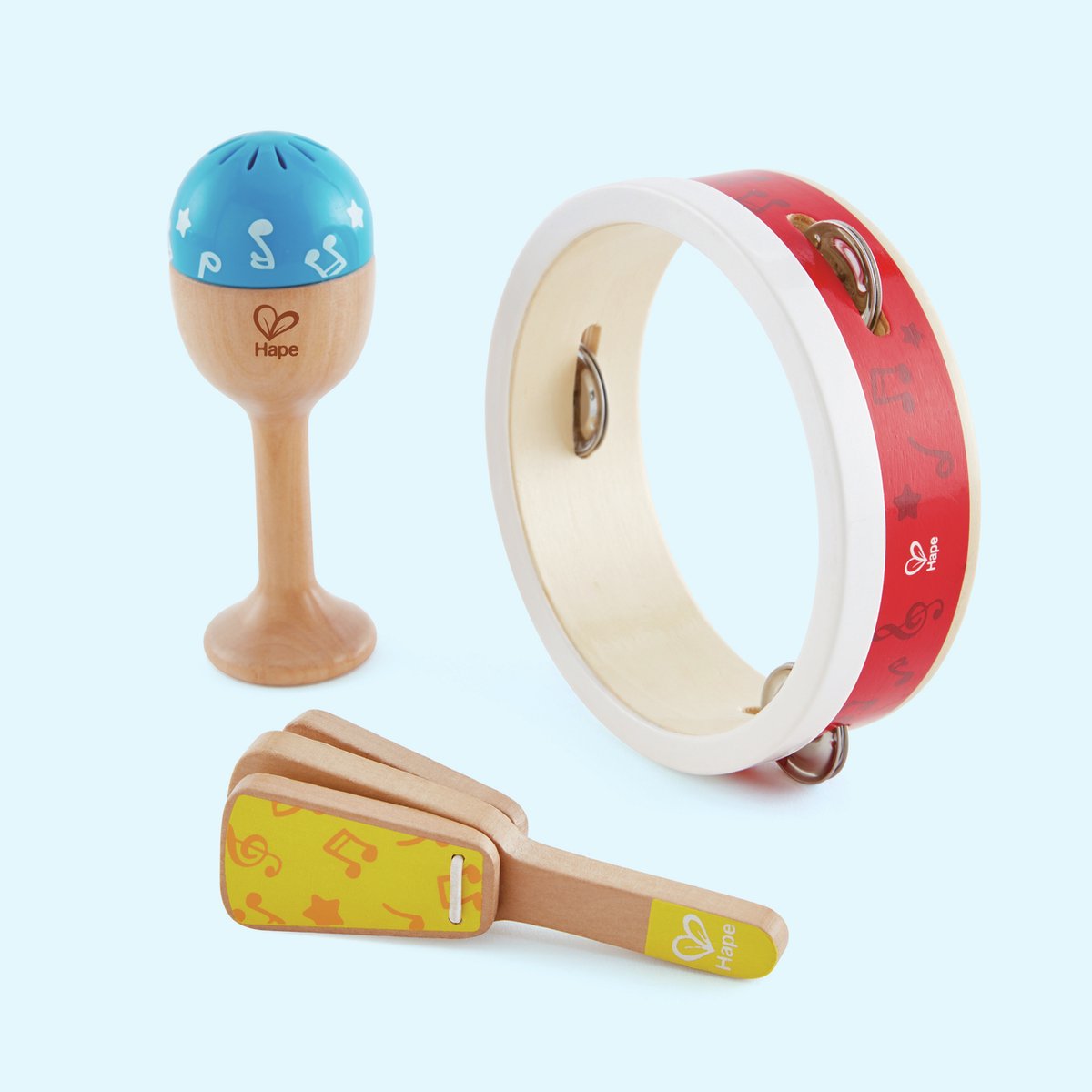 Junior Percussieset - Kindermuziekinstrumenten Set voor Baby's en Peuters vanaf 12 Maanden de Hape en Multicolore – photo du produit