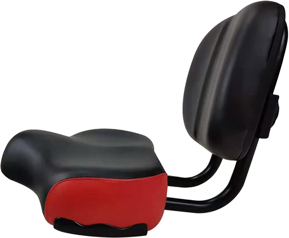 Fietszitje met rugleuning - Extra breed fietszadel - Comfortabel fietsen - Verstelbare rugsteun - 30x24 cm - Rood