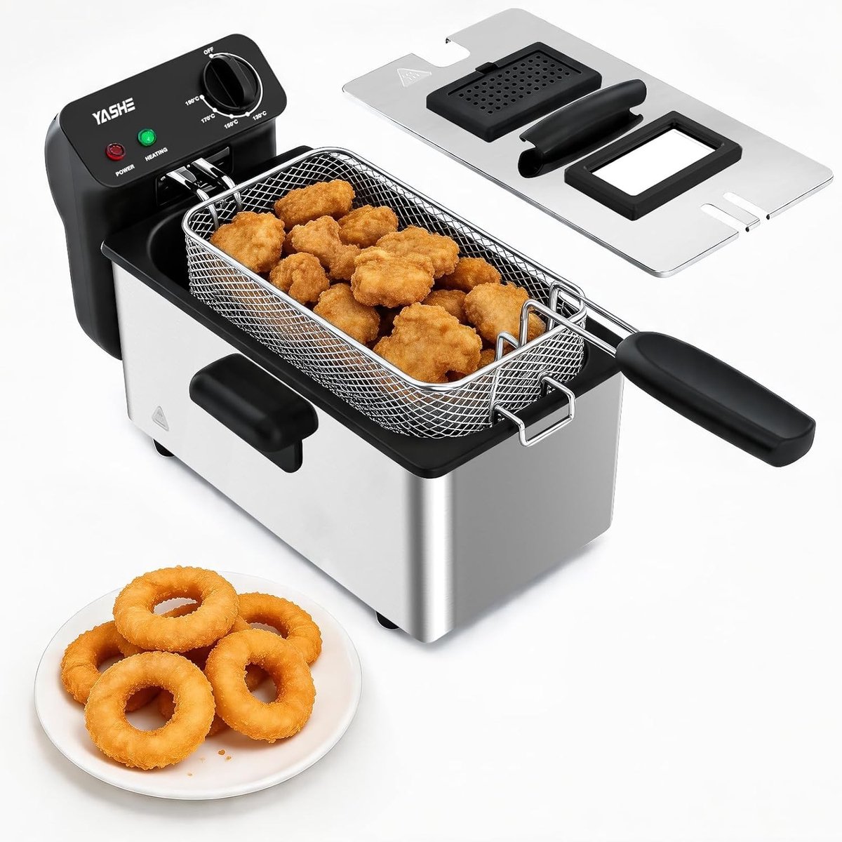 Elektrische Friteuse - Roestvrij Staal - 3,2 Liter Capaciteit - Instelbare Temperatuur - Voor Gezinnen