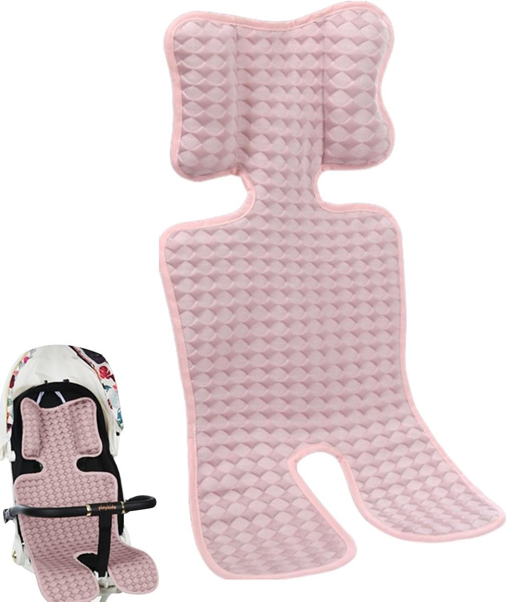 Kinderwagenkussen - Universele Mat - Comfortabel Reizen - Honingraat Mesh - 70x35 cm - Roze