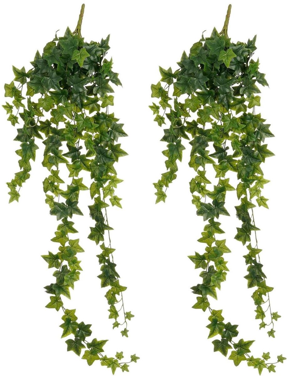 Mica Decorations Hedera klimop kunstplant - 2x - groen - hangplant - L25 x B25 x H134 cm - Kunstplanten/nepplanten