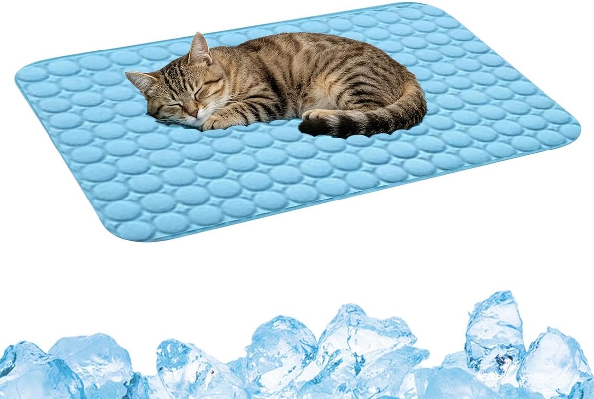 L 70 x 55 CM Koelmat Voor Huisdieren | Ademend Zacht Rusttapijt Kattenkoelkussen | Opvouwbaar En Wasbaar | Voor Honden & Katten | Geschikt Voor Kittenmand Vloer Bank Thuis En Reizen | Verkoelend Comfortabel Zomer Accessoire| Cyslmuk®