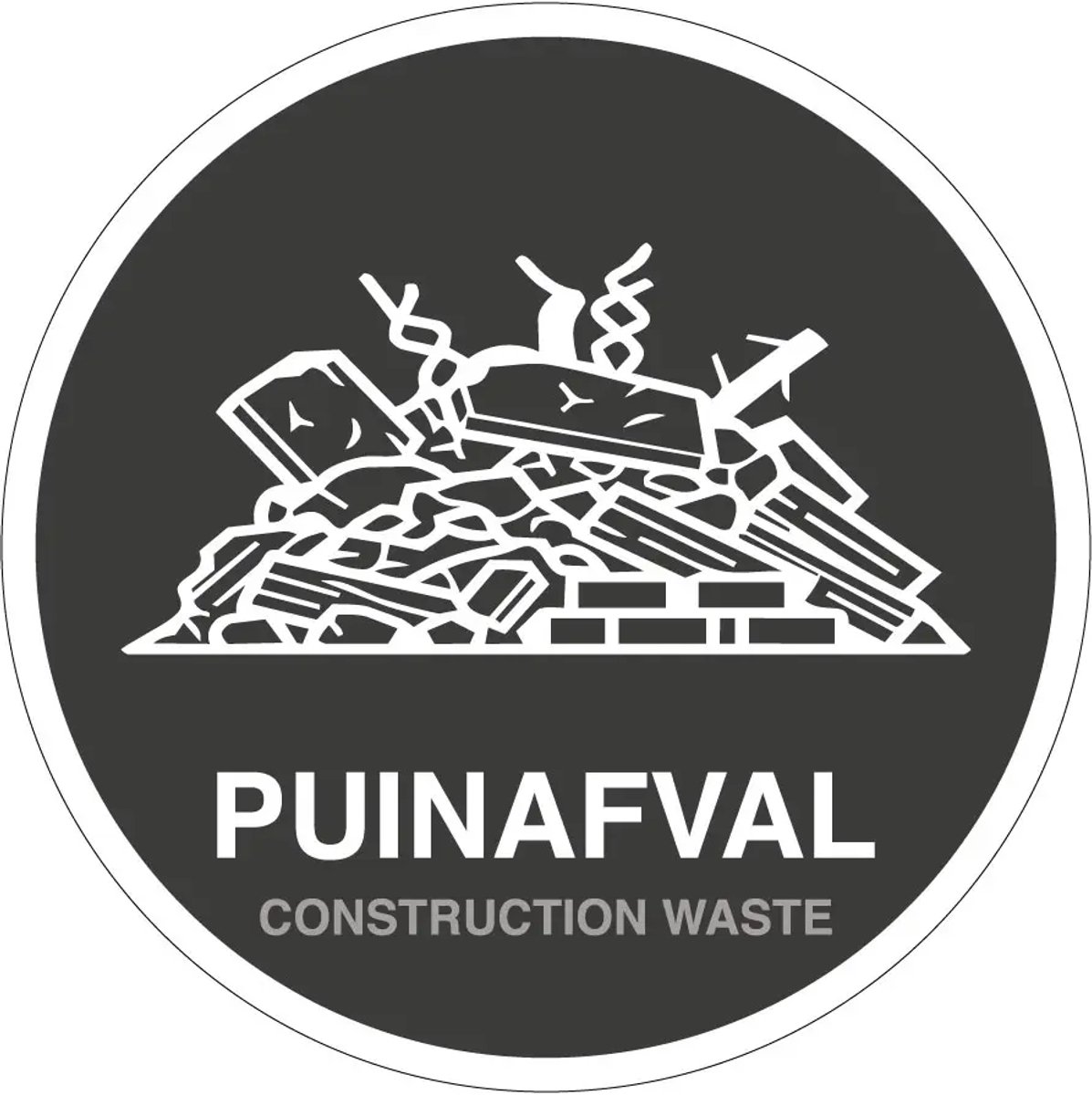 Puinafval sticker | 15 cm