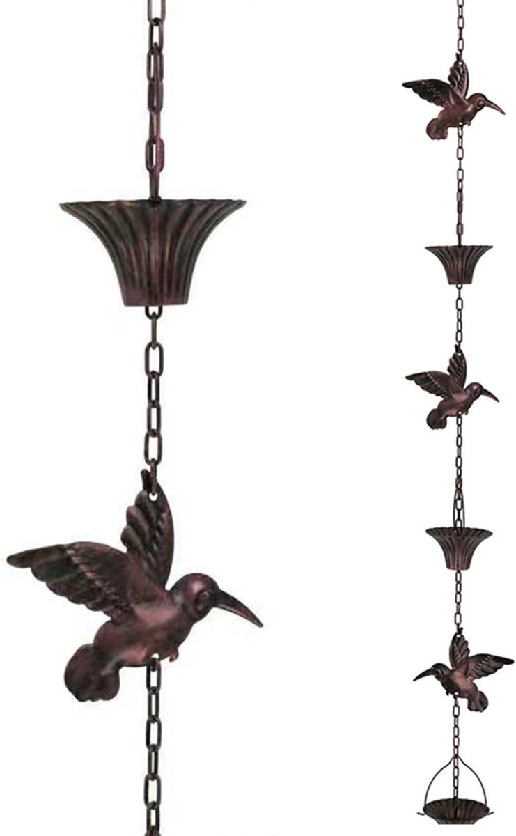 Decoratieve Regenketting - Gootafvoer Ketting - Water Leiding - Aluminium Constructie - 1 Meter Lengte - Antiek Brons