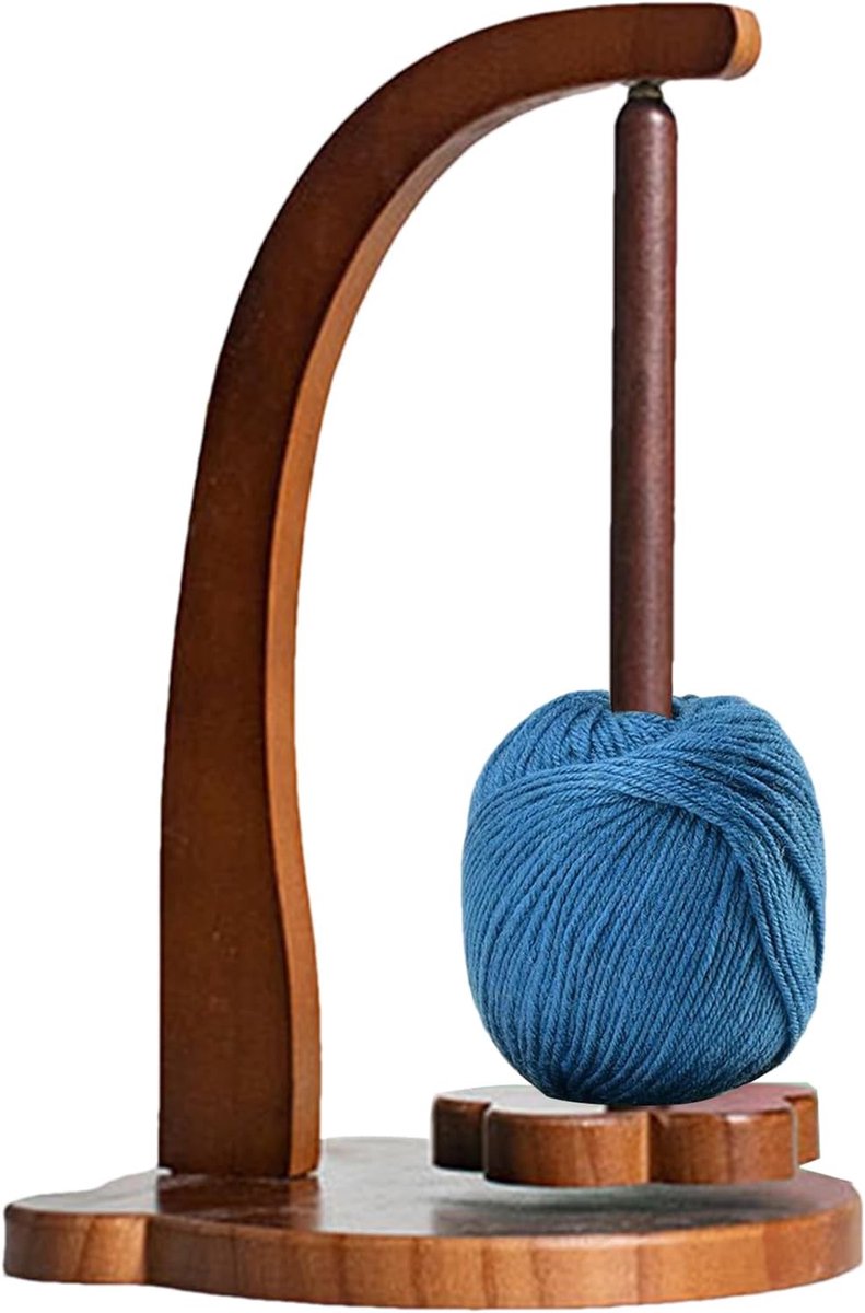 Haakdraadhouder - Houten draadstandaard - Handwerk Organiseren - Magnetisch en Draaibaar - 17.5 x 17.5 x 27.5 cm - Meerkleurig