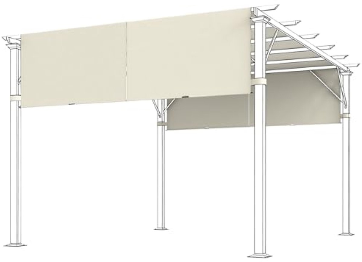 Vervangingsdak voor Pergola 488 x 122 cm 2-delig met UV-bescherming - Zonnescherm Terrasoverkapping - Crèmewit