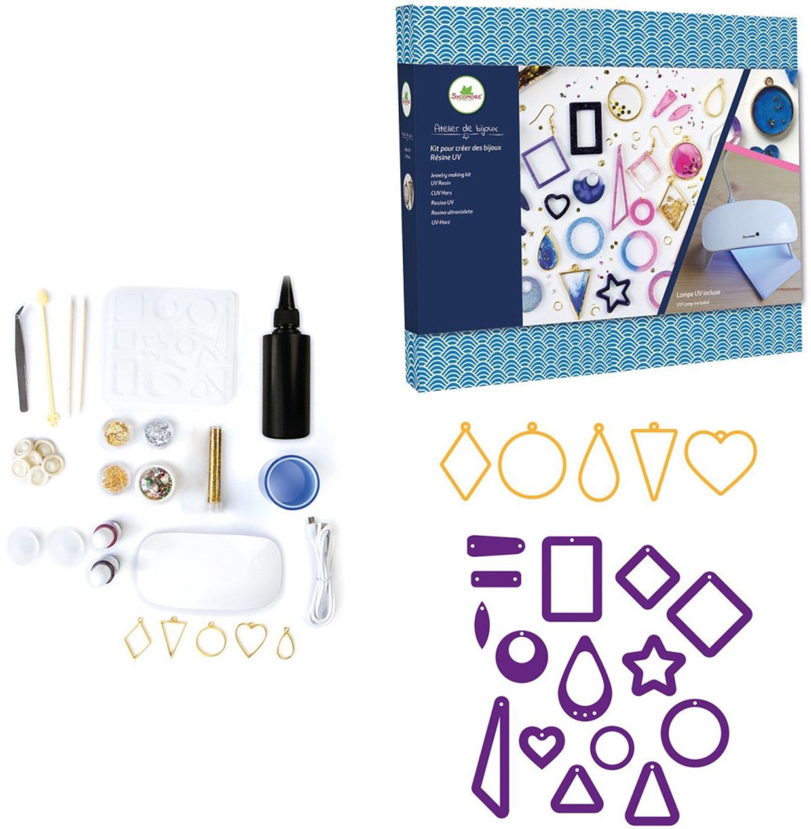 Sycomore sieraden maken XXL set - UV hars - creatieve kit 12 jaar+.