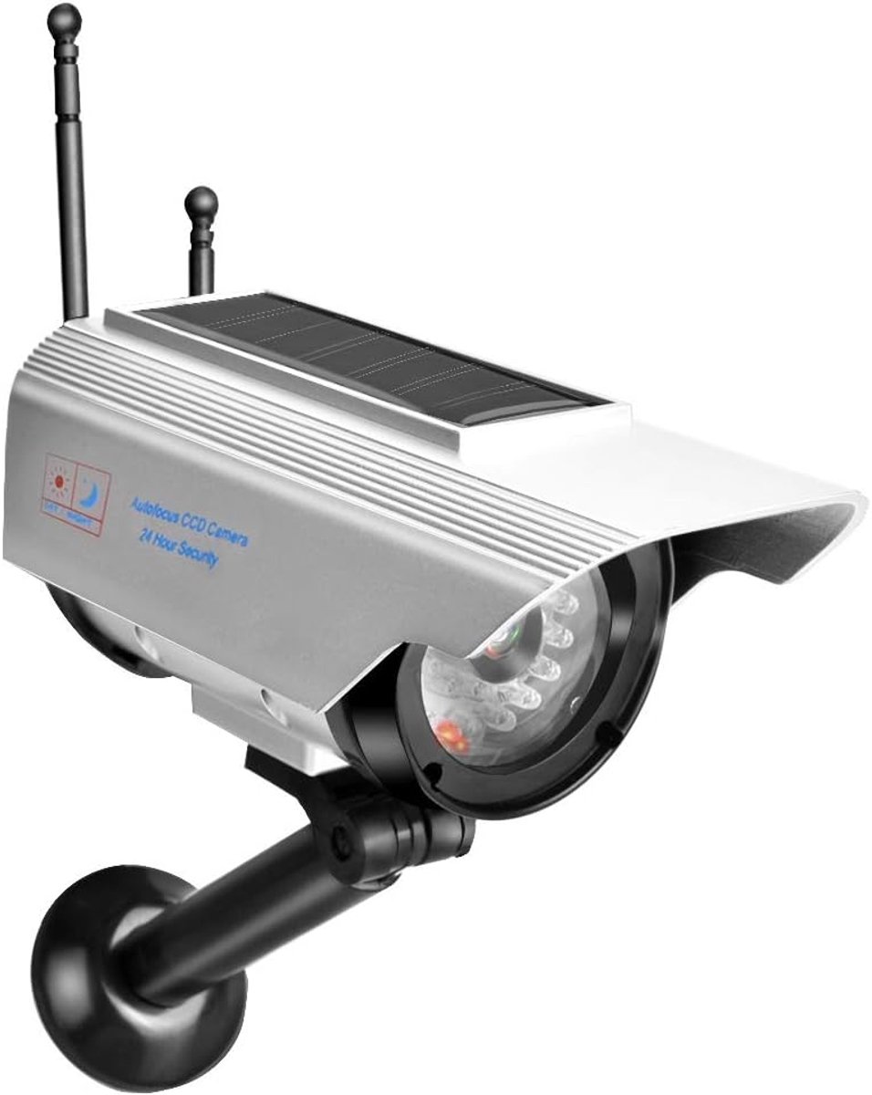 Nep Beveiligingscamera - Dummy Camera - Diefstal Afschrikken - Realistisch Knipperende LED - 14.2 cm - Zilver