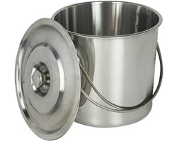 Roestvrijstalen Emmer - Metalen Bak - Levensmiddelen Vervoer - Robuuste Uitvoering - 12 Liter - Zilver