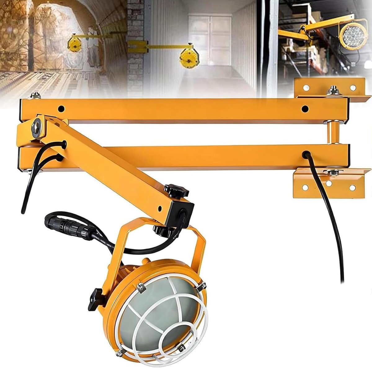 LED Laadperronlamp - Werklamp Zwenkarm - Laadperron Verlichten - 360 Graden Draaibaar - 50W 6000 Lumen - Geel