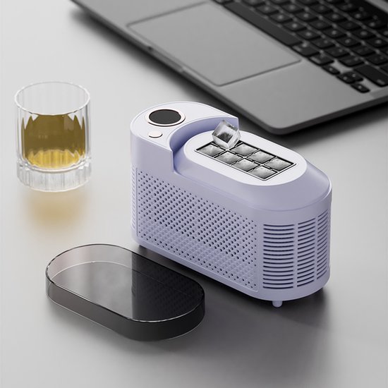 ZVD Kleine IJsblokjesmachine - 8 Blokjes in 10 Minuten - Draagbaar & Compact - 12V & 230V - Voor Auto, Camping, Keuken, appartement, Kantoor & Cocktails - Paars - met IJstang — afbeelding 3
