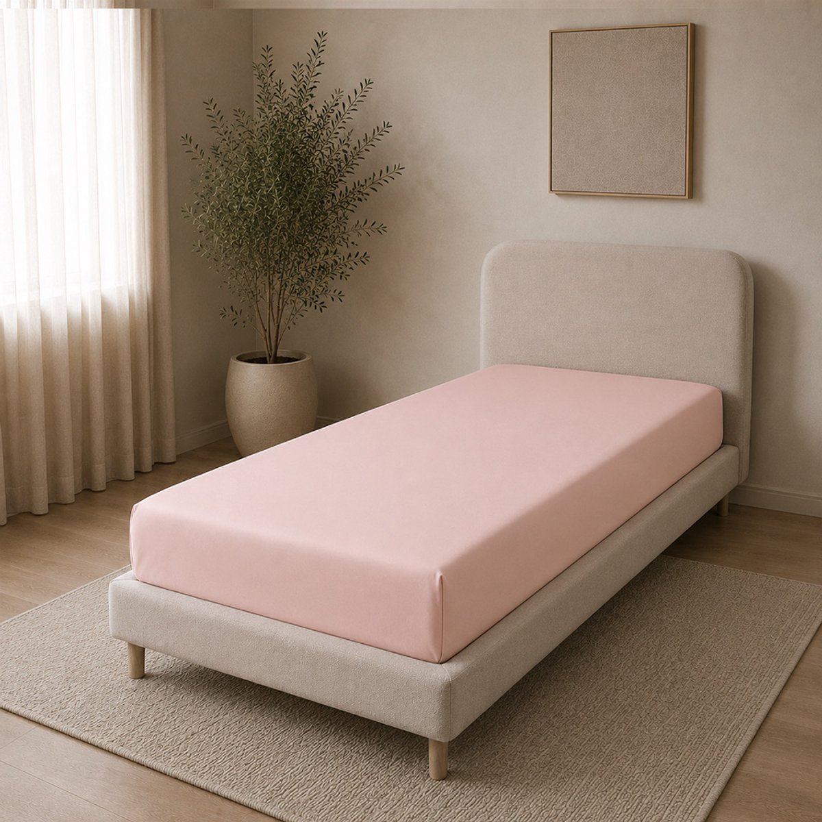 Amstelinen Hoeslaken 90x200 – TENCEL™ Lyocell Sateen – Whisper Rose – Eenpersoons – Zacht, Ademend & Hypoallergeen