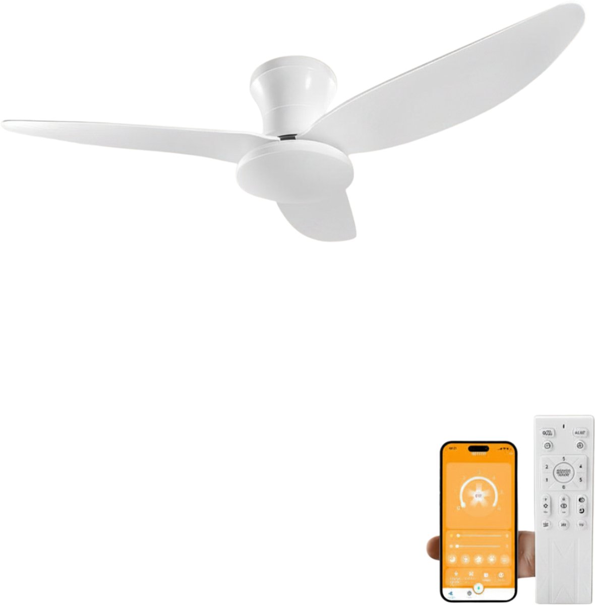 JCP® Plafondventilator - Plafond Ventilator met Verlichting - Plafondventilator met Verlichting - Wit - 22cm x 20cm x 48cm