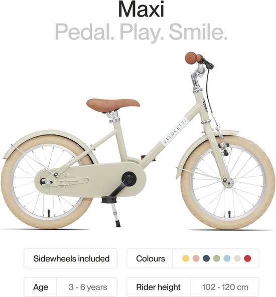 Veloretti Maxi Kinderfiets 16 inch - Beige - Kids 3-6 jaar van Veloretti — afbeelding 3