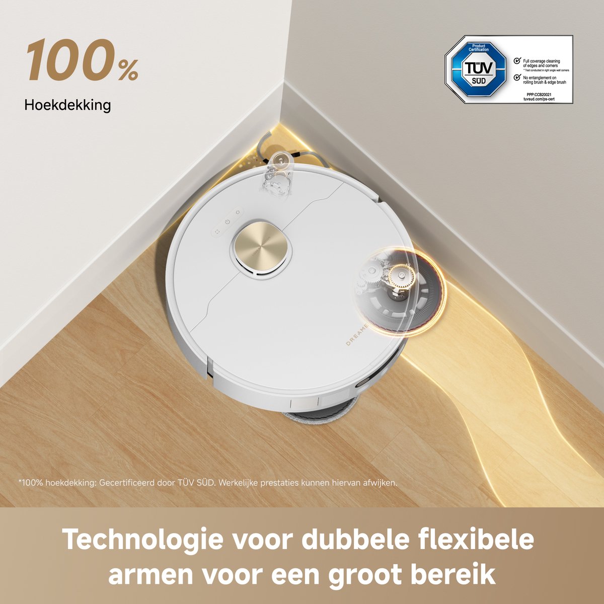 Dreame L50 Ultra AE Robotstofzuiger Parelwit - Dweilfunctie - Automatisch legen en bijvullen - Zelfreiniging op 100 °C - Huisdierenhaar - Matter Protocol - Spraak- en appbesturing - 28.000 Pa zuigkracht - Randen, hoeken, lage ruimtes, plinten thumbnail 5