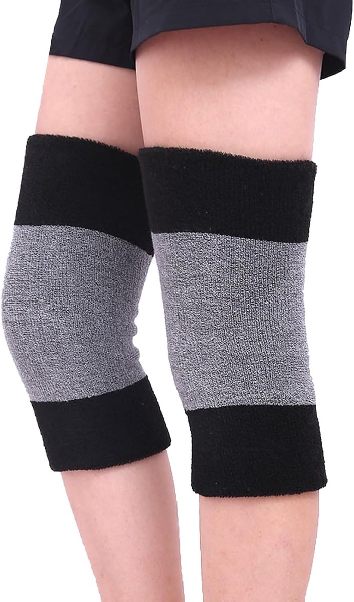Warme Kniebeschermers - Beenwarmers - Winterse Warmte - Elastisch Ontwerp - 1 Paar - Zwart Grijs