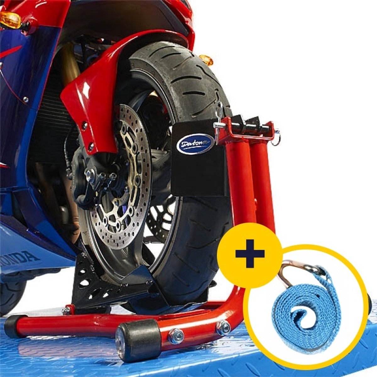 Datona® Inrijklem motor - rood + spanband