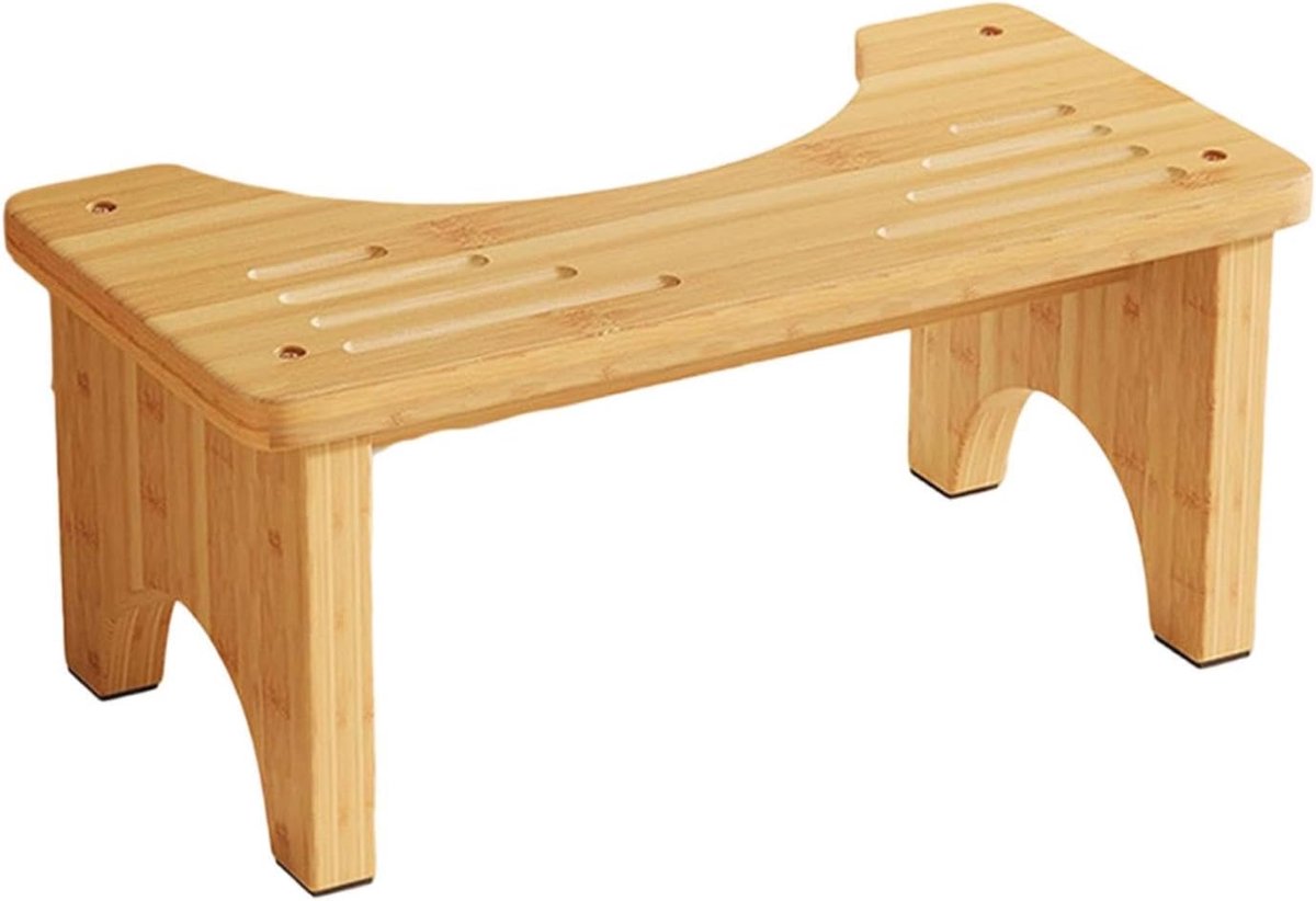 Toilet Opstapje - Poepkruk Hout - Optimale Stoelgang - Antislip Opvouwbaar - 6.9D x 21B x 6.9H cm - Houtkleur