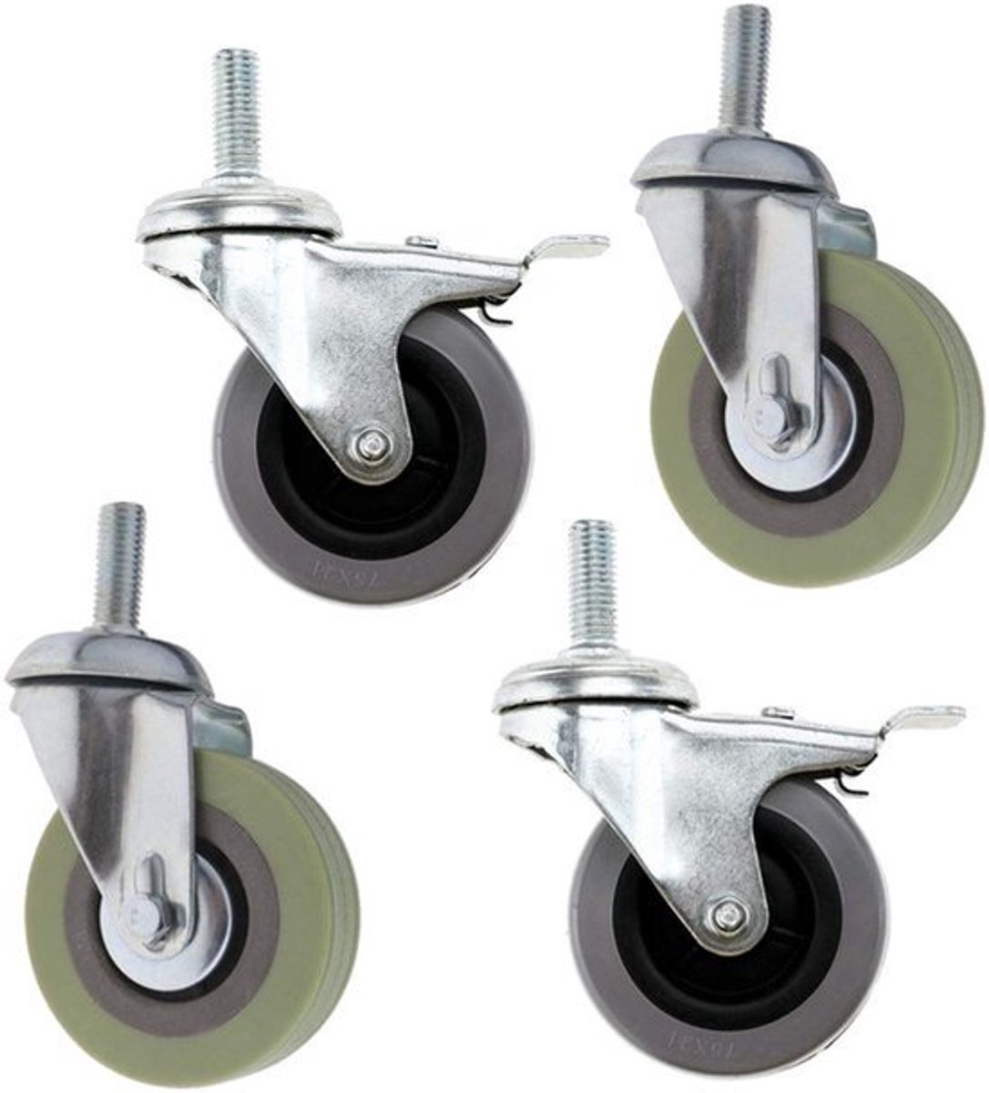 Hoogwaardige grijsen zwenkwielen 75mm - 4x Set