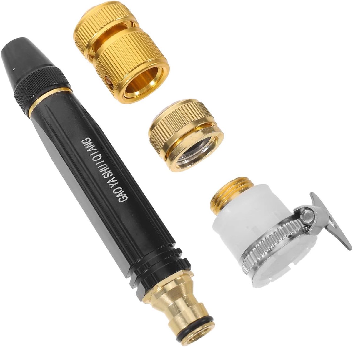 Tuinslang Spuitkop - Hogedruk Mondstuk - Krachtig Reinigen - Metalen Fittingen - 16 cm Lengte - Zwart