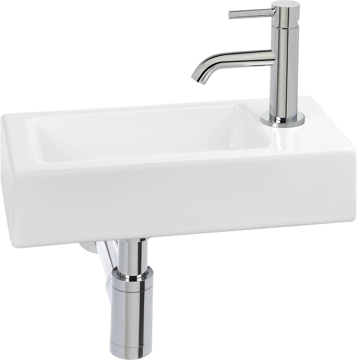 Fonteinset - Wastafelsluiting Set - Badkamer Inrichting - Keramiek Glans Wit - 1 Stuk - Wit