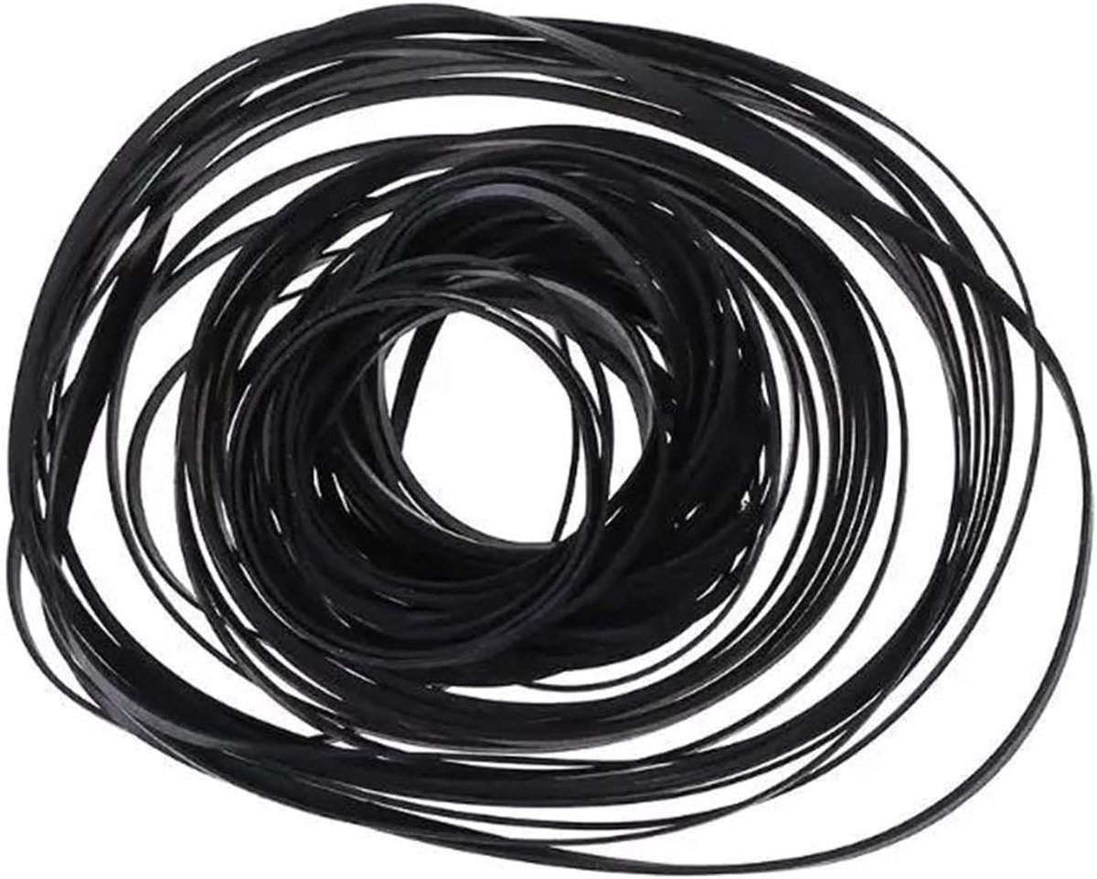 Aandrijfriemen Rubber - Reparatieriemen Drive Belts - Apparaten Repareren - Verschillende Breedtes - 100 stuks - Zwart