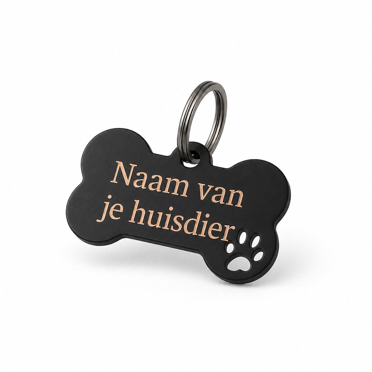 Naamplaatje hond (4,0x2,1 cm) - Model M - Zwart - Hondenpenning - Laser gegraveerd - Gepersonaliseerd
