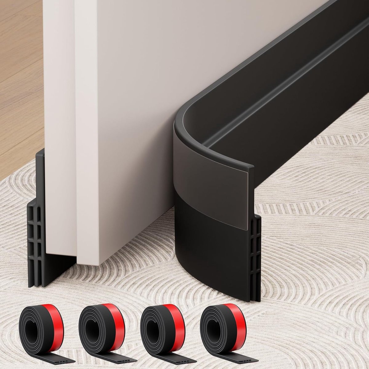 Onder Deur Tochtstopper - Deurveeg Geluiddicht - Energie Besparen - Verstelbaar en Knipbaar - 2 x 39 inch - Zwart