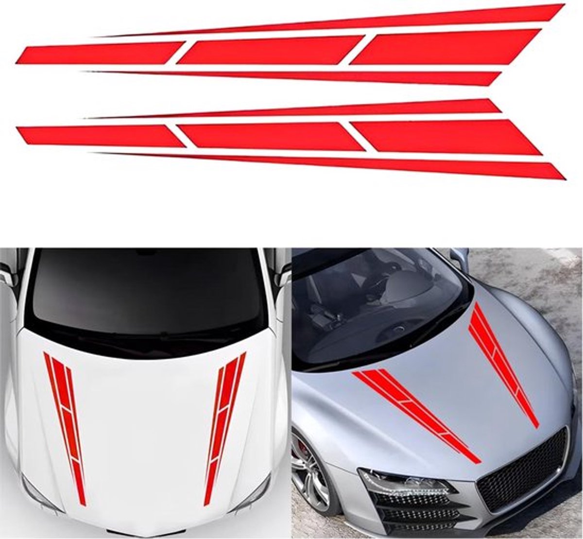 Solidchoice - Dailygoody - Gestreepte Auto Stickers - Vinyl Decoratie - Rood