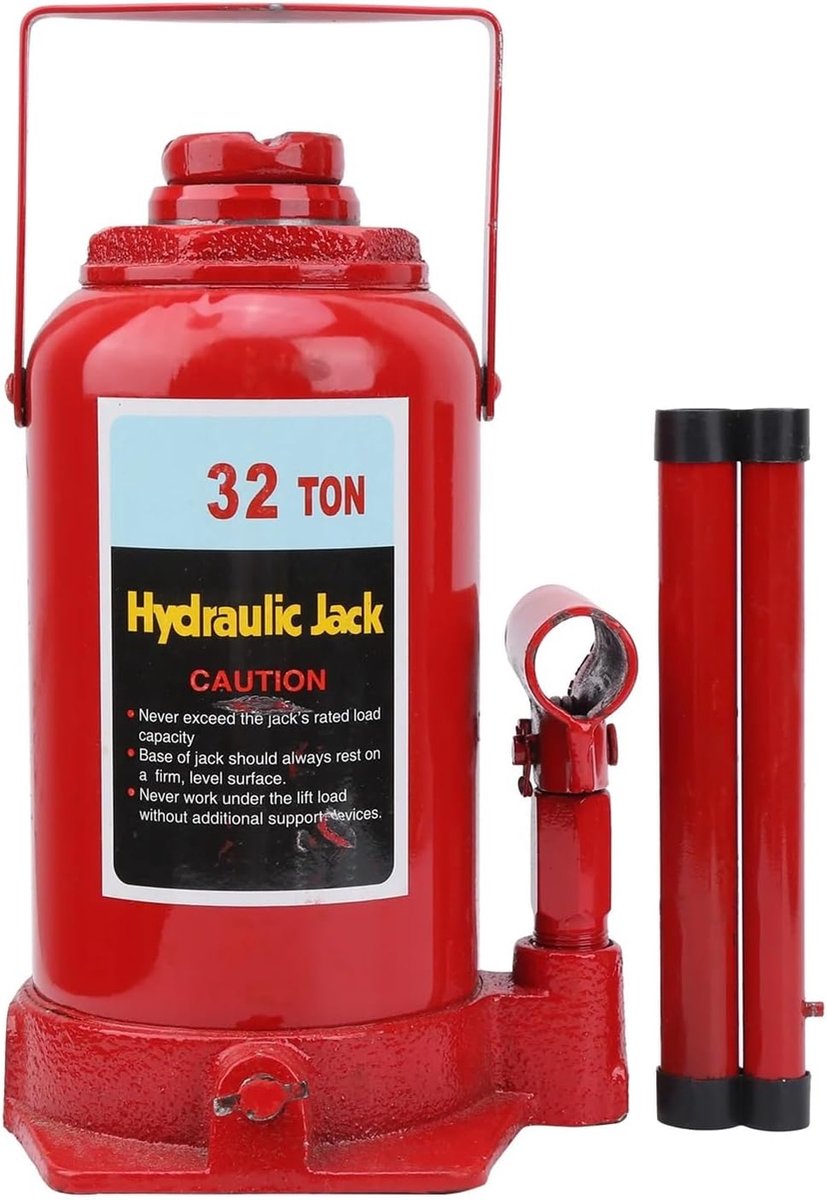 Hydraulische Flessenkrik - Autolift Krik - Voertuig Reparatie - Geïntegreerd Gieten - 32 Ton Capaciteit - Staal