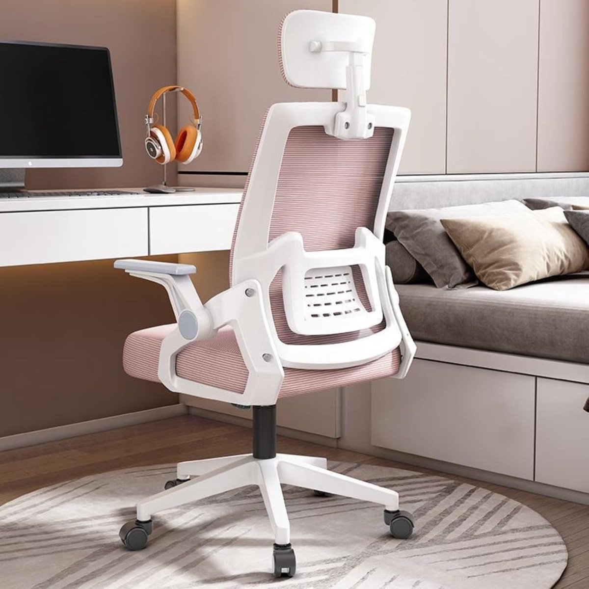 Ergonomische bureaustoel - Comfortabele werkstoel - Langdurig werken - Verstelbare 3D hoofdsteun - 106 cm hoog - Verschillende kleuren
