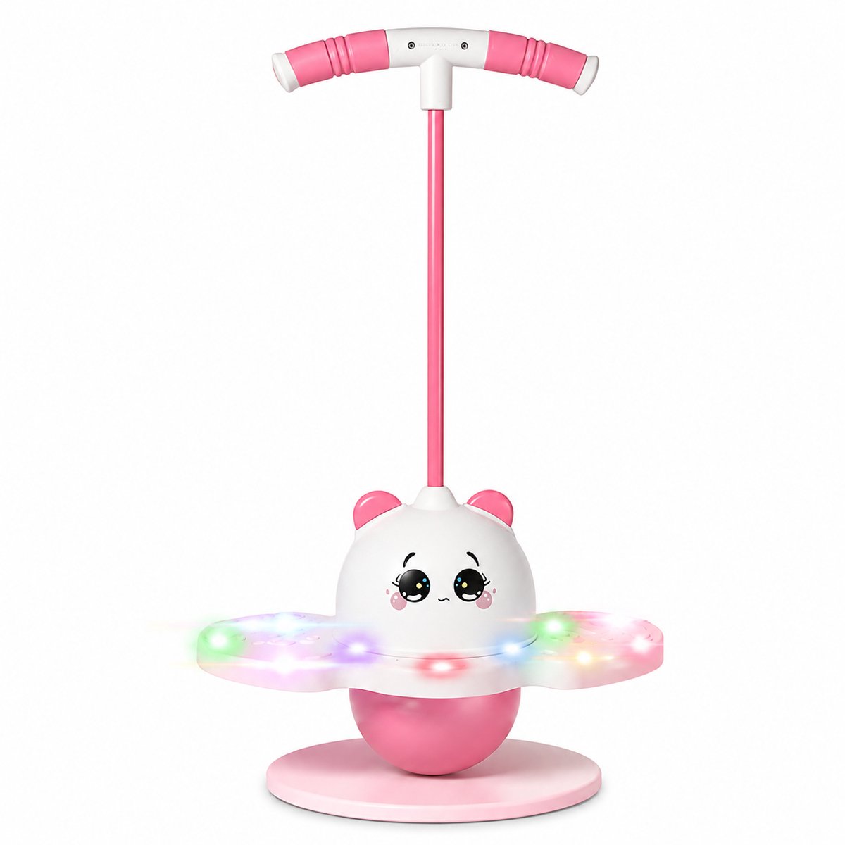 Jojoy - Pogo Ball met Handvat - Springbal & Balansbal voor Kinderen - Stuiterbal met Verlichting - Buitenspeelgoed & Binnenspeelgoed - Roze - HOPLINKA