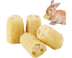 Knaagdier Speelgoed Set - Tandverzorging Snacks - Actieve Huisdieren - Natuurlijke Vezels - 4 Stuks - Natuurlijk