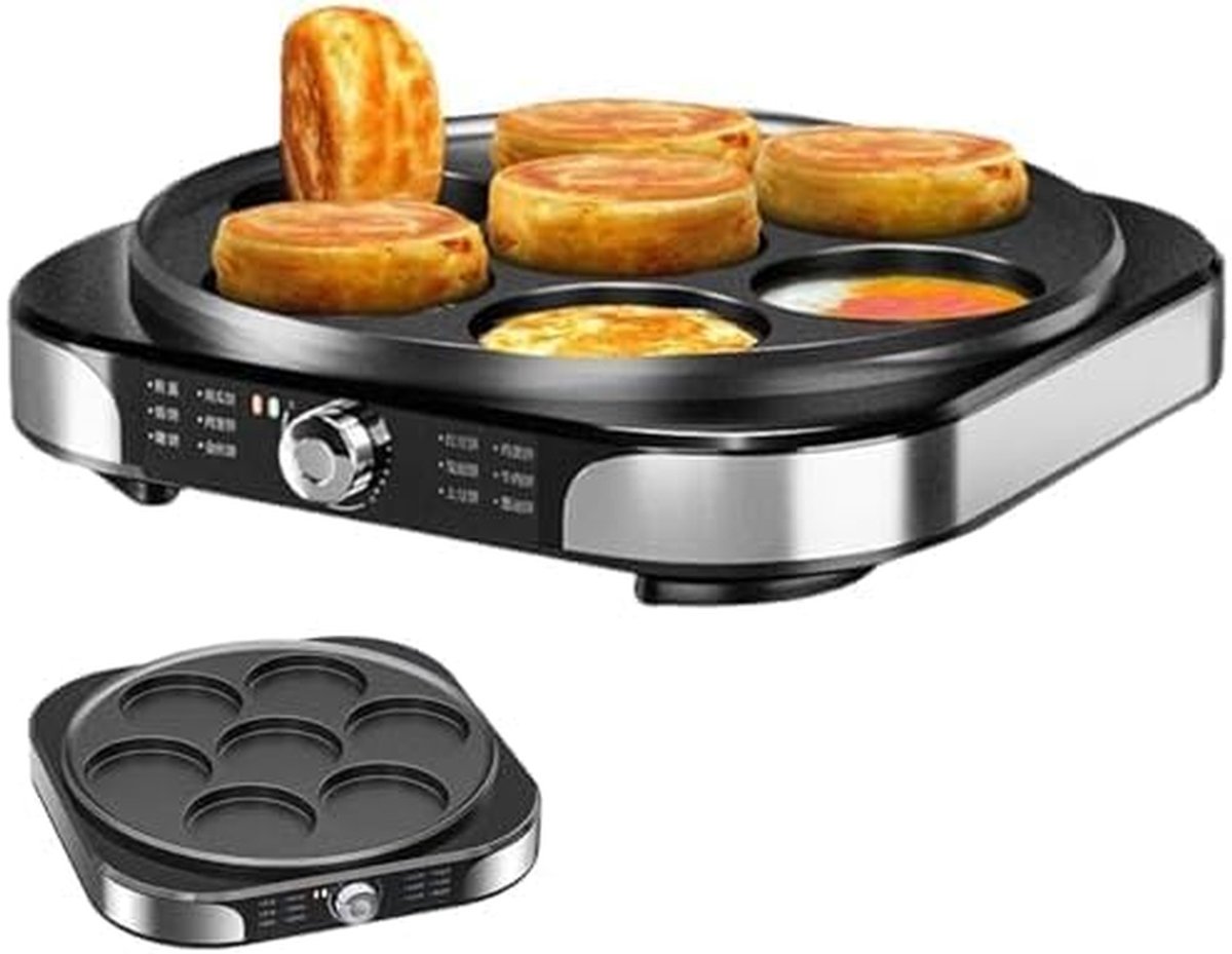 Elektrische Pannenkoekenpan - Crêpe Maker - Snelle Maaltijden - Traploze Temperatuurregeling - 40 cm Diameter - Zilver