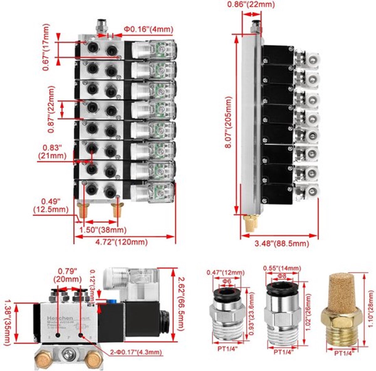 Shopcentral - Solenoïde Ventiel - Pneumatisch Systeem - G1/4" - 5 Weg 2 Positie