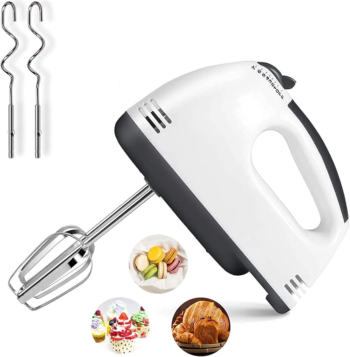 Handmixer - Elektrische mixer - Bakken en mixen - 7 snelheden - 16x18cm - Zilver