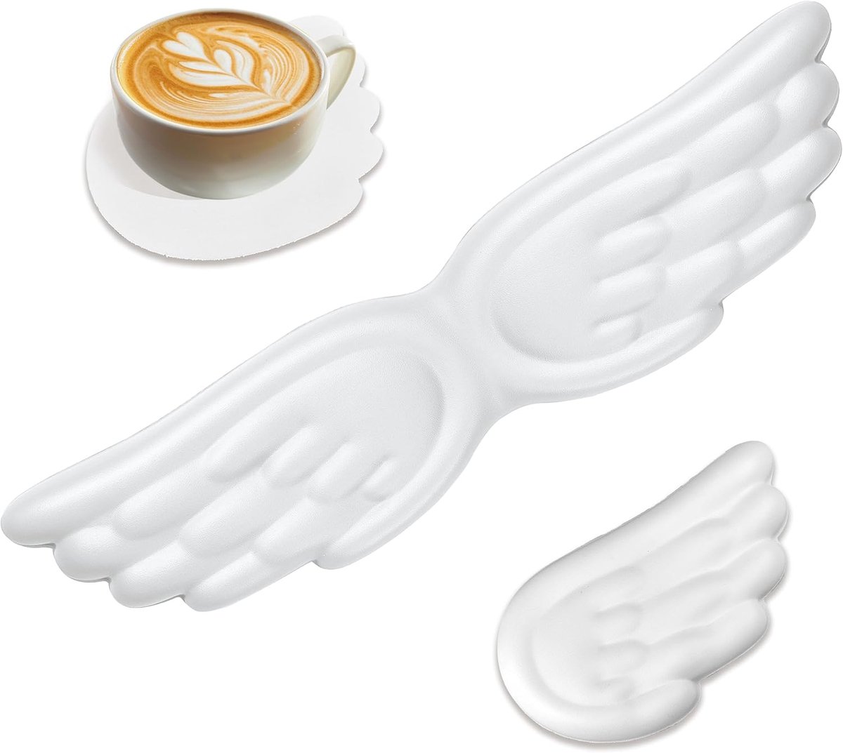 Polssteun Set - Handsteun Pad - Comfortabel Werken - Schattig Engelvleugel Design - 3 Delig - Wit