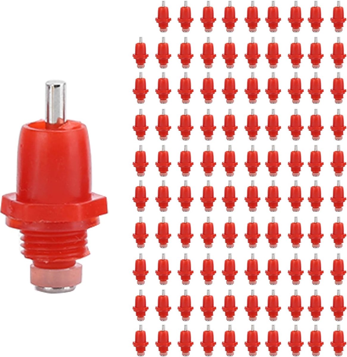 Kippen Drinknippels - Automatische Waterers - Pluimvee Wateren - 360 Graden Besproeiing - 100 Stuks - Zilver