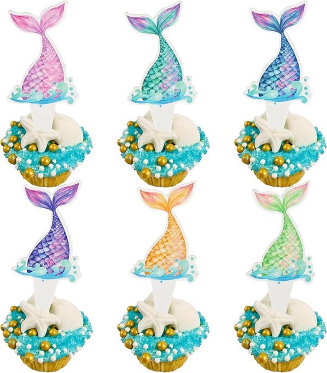 Cupcake set zeemeermin thema - 12 stuks
