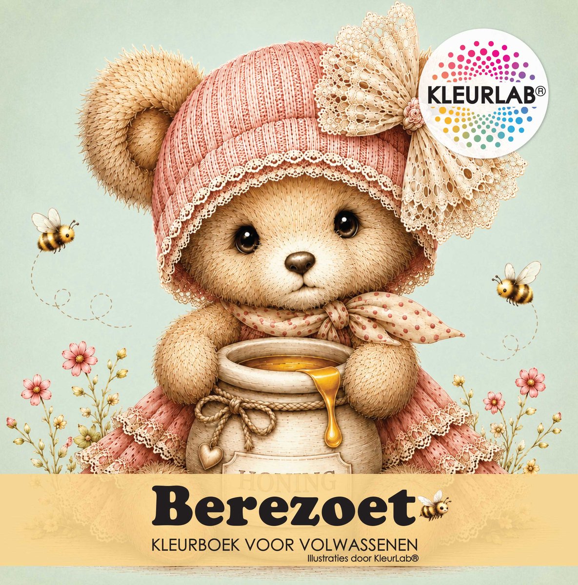 KleurLab® - Berezoet - Kleurboek voor Volwassenen - 21x21 cm - 60 Kleurplaten - Romantisch - Dieren - Enkelzijdig bedrukt