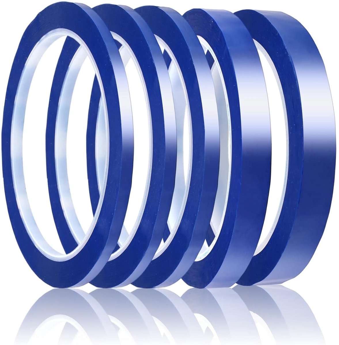 5 Rollen 4/5/10/12mm x 50m Witte Maskertape voor Precisiewerk, Spuitverf en DIY Klussen