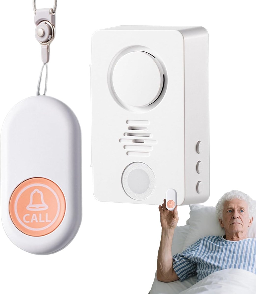 Bed Alarm Systeem - Waarschuwing voor Ouderen - Veiligheid Thuis - Draadloze Melding - 8x5x2 cm - Wit